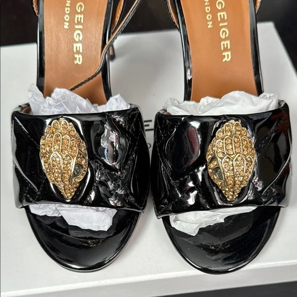 Kurt Geiger Black and Gold Stiletto Heels - Picture 2 of 5